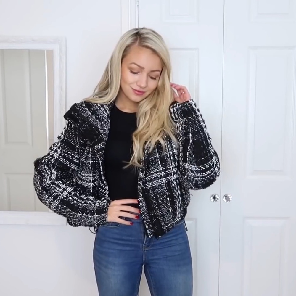 Missguided black & white padded jacket